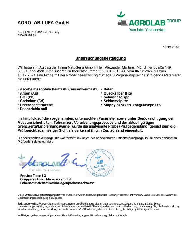 NatuGena Omega 3 Pruefbericht 2024